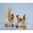  y15689  琉璃水晶玻璃 - 玻璃飾品系列 -雞全家福